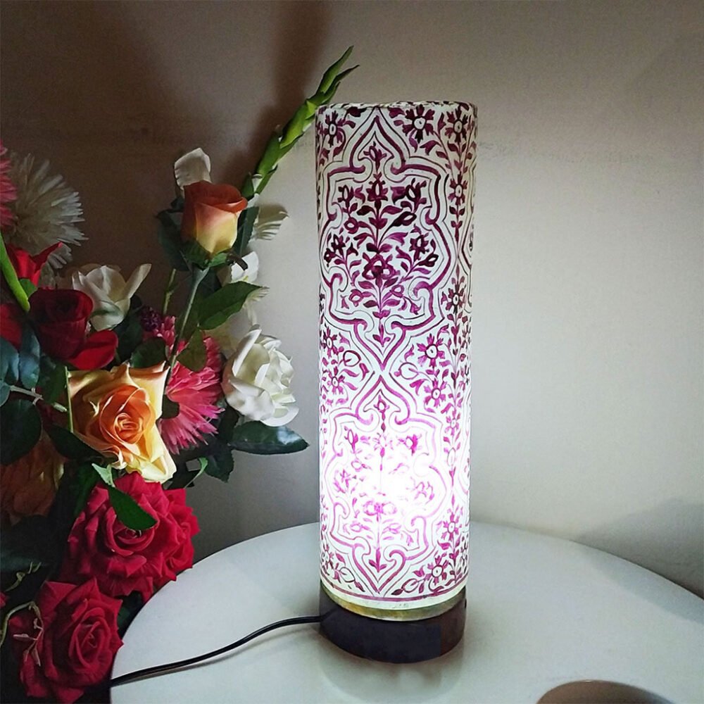 purple floral lamp